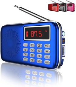 img 4 attached to QAISE AM/FM Radio Bluetooth MP3 Player USB SD Card Ports LED Flashlights Loud Stereo Speaker Long-Range Transmitter Travel Pocket Size Blue