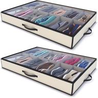 woffit under bed shoe storage organizer - set of 2 large containers - ideal shoe storage solution for kids & adults - holds 12 pairs of shoes per container - durable design with strong zipper & handles логотип