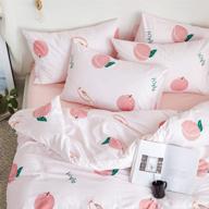 🍑 soft cotton pink peach girls duvet cover set - lightweight twin bedding with cartoon fruits - ideal for kids and teens - includes 2 pillowcases logo