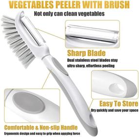 img 2 attached to 🥔 High-Quality Stainless Steel Potato Peeler Set with Brush - Ideal Kitchen Tool for Carrots, Cucumbers, Potatoes, and More