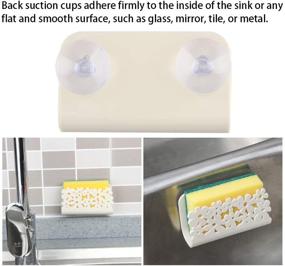 img 3 attached to 🧽 Tomorotec Beige Never Rust Plastic Sponge Holder: Easy Access Sink Caddy for Quick Drain, Shower and Kitchen Organizer with Suction Cups