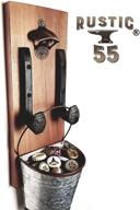 🍻 vintage rustic 55 bottle opener, wall-mounted beer opener with cap catcher - stylish bar decor логотип