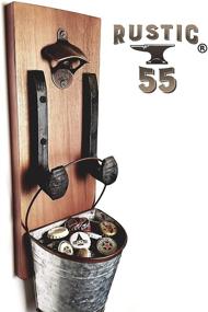 img 4 attached to 🍻 Vintage Rustic 55 Bottle Opener, Wall-Mounted Beer Opener with Cap Catcher - Stylish Bar Decor