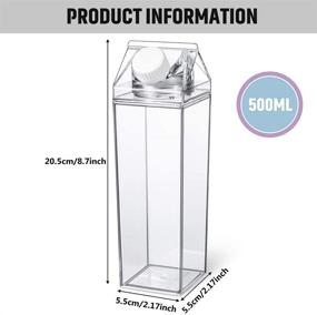 img 3 attached to 🥛 Mayhow Milk Carton Water Bottle 17oz (500mL) - BPA-Free, Leakproof and Reusable Clear Plastic Square Milk Bottles - Perfect for Fitness, Gym, Camping, and Sports