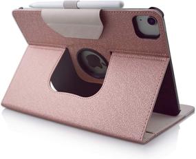 img 2 attached to 🌸 Thankscase Rotating Case for iPad Air 4th Gen 10.9-inch / iPad Pro 11, Smart Cover with Apple Pencil Holder, Support Charging, Built-in Wallet Pocket, Hand Strap - Rose Gold