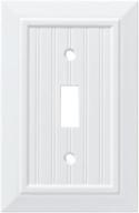 franklin brass classic beadboard single switch wall plate, 🔳 pure white - elegant switch plate cover for a timeless look logo