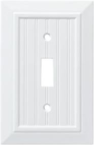 img 4 attached to Franklin Brass Classic Beadboard Single Switch Wall Plate, 🔳 Pure White - Elegant Switch Plate Cover for a Timeless Look