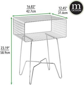 img 1 attached to 💡 Modern Industrial Side Table with Storage Shelf - 2-Tier Metal Minimalist End Table - Sleek Metallic Caged Grid - Accent Furniture for Living Room, Bedroom, Office, Dorm Room - Chrome