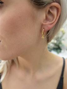 img 3 attached to ⭐️ 18K Gold-Plated Sterling Silver Star Hoops Earrings