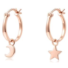 img 4 attached to ⭐️ 18K Gold-Plated Sterling Silver Star Hoops Earrings