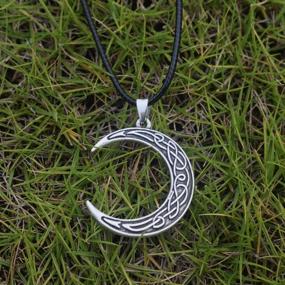 img 1 attached to 🌙 HAQUIL Crescent Moon Necklace with Celtic Knotwork Pendant - Faux Leather Cord - Celtic Jewelry Gift