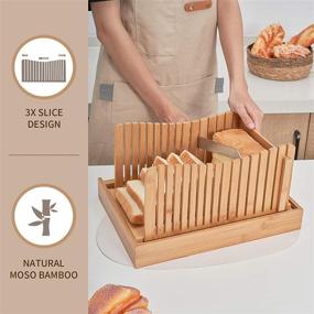 img 3 attached to 🍞 COMELLOW Bamboo Bread Slicer: 3 Adjustable Slicing Sizes, Wood Bread Cutter with Crumb Tray and Knife - Ideal for Homemade Bread, Foldable Slicing Guide