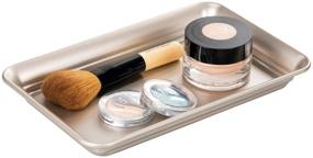 img 2 attached to 🛍️ mDesign Metal Storage Organizer Tray: The Perfect Solution for Bathroom Vanity Countertops, Closets, and Dressers - Convenient Holder for Towels, Watches, Earrings, Brushes, Glasses and More - in Sleek Satin Finish