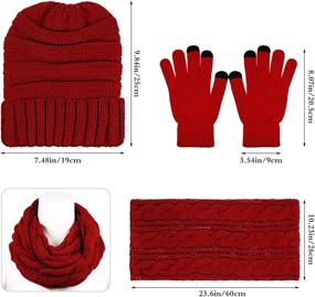 img 3 attached to Warm and Stylish 3-Piece Winter Knit Beanie Hat, Scarf, and Touch Screen Gloves Set for Unisex