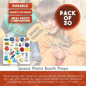 img 1 attached to 🚀 30-Pack Pre-Assembled Space Photo Booth Props: Solar System Party Supplies and Birthday Decorations, Assorted Designs on Bamboo Sticks