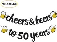 🎉 joymee cheers & beers to 50 years чёрный блестящий баннер: праздничные украшения и принадлежности для 50-летнего юбилея и годовщины свадьбы - украшение в стиле элегантности логотип