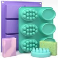 🧼 durable non-stick silicone soap mold set - rectangle, oval, massage bar shapes - soap making kit for adults and kids, easy to clean logo