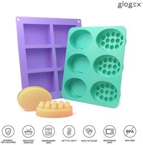 img 2 attached to 🧼 Durable Non-Stick Silicone Soap Mold Set - Rectangle, Oval, Massage Bar Shapes - Soap Making Kit for Adults and Kids, Easy to Clean