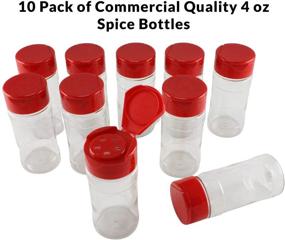 img 3 attached to Set of 10 Skyway Supreme 4 OZ Clear Plastic Seasoning Containers Spice Bottles Jars - Flap Cap with Sifter Spice Shaker - Durable and Refillable Dispensers for Herbs, Spices, and Rubs - BPA Free