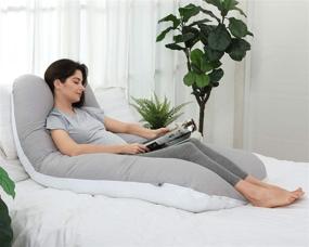 img 1 attached to NiDream Bedding Pregnancy Pillows - Full Body Maternity Pillow for Pregnant Women - Sleeping & Back Pain Relief - Includes Washable Cover - 60&#34; x 31&#34; x 7.8&#34; (White &amp; Grey)