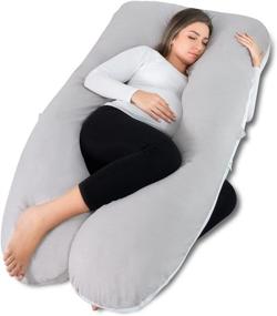img 4 attached to NiDream Bedding Pregnancy Pillows - Full Body Maternity Pillow for Pregnant Women - Sleeping & Back Pain Relief - Includes Washable Cover - 60&#34; x 31&#34; x 7.8&#34; (White &amp; Grey)