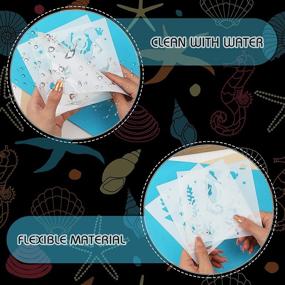 img 2 attached to 🐠 20 Sea Ocean Creatures Stencils - Animal Painting Templates for DIY Crafts, Scrapbooking, and Wood Painting - Mermaid, Seahorse, Jellyfish Stencil Designs