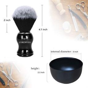 img 3 attached to 🪒 Je&Co Men's Shaving Brush Set: 3-in-1 Synthetic Shaving Brush with Acrylic Stand and Steel Bowl
