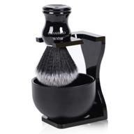 🪒 je&co men's shaving brush set: 3-in-1 synthetic shaving brush with acrylic stand and steel bowl logo