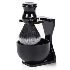 img 4 attached to 🪒 Je&Co Men's Shaving Brush Set: 3-in-1 Synthetic Shaving Brush with Acrylic Stand and Steel Bowl