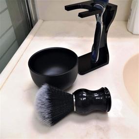 img 1 attached to 🪒 Je&Co Men's Shaving Brush Set: 3-in-1 Synthetic Shaving Brush with Acrylic Stand and Steel Bowl