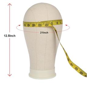 img 2 attached to 🎨 Leeven 21-24 inch Poly Canvas Block Head Professional Mannequin Canvas Head for Making, Drying, and Styling Wigs with Table Clamp Stand - 22 Inch