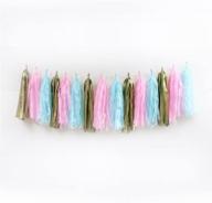 set of 2 tissue paper tassel garlands - 15 pcs - 🎉 wedding, baby shower, festival decorations - diy kits - matte gold, pink, blue logo