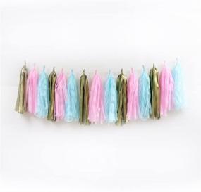 img 4 attached to Set of 2 Tissue Paper Tassel Garlands - 15 PCS - 🎉 Wedding, Baby Shower, Festival Decorations - DIY Kits - Matte Gold, Pink, Blue