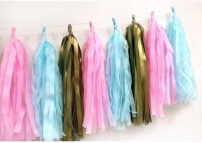 img 2 attached to Set of 2 Tissue Paper Tassel Garlands - 15 PCS - 🎉 Wedding, Baby Shower, Festival Decorations - DIY Kits - Matte Gold, Pink, Blue