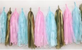 img 3 attached to Set of 2 Tissue Paper Tassel Garlands - 15 PCS - 🎉 Wedding, Baby Shower, Festival Decorations - DIY Kits - Matte Gold, Pink, Blue