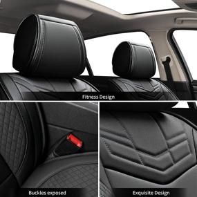 img 1 attached to 🚘 SYNOME Leather Car Seat Covers: Premium Faux Leatherette Cushion Covers for Cars SUVs Trucks - Universal Fit Set for Auto Interior Accessories (2 Front, Black)