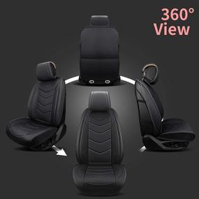 img 3 attached to 🚘 SYNOME Leather Car Seat Covers: Premium Faux Leatherette Cushion Covers for Cars SUVs Trucks - Universal Fit Set for Auto Interior Accessories (2 Front, Black)
