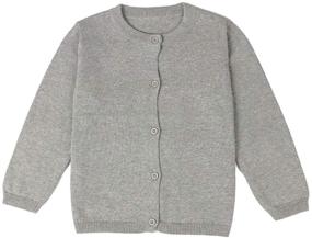 img 4 attached to 👶 Cotton Cardigans for Baby Girls - Long Sleeve Crewneck Cardigan Sweater with Buttons - Ideal Little Girl Sweaters for Uniforms