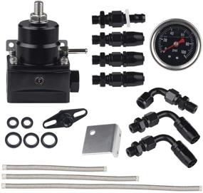 img 4 attached to 🔧 Aluminum EFI Fuel Pressure Regulator Kit with Adjustable Pressure Gauge - Universal AN6-6AN Fuel Line Hose Fitting Connectors Kit (Black, 100 PSI)