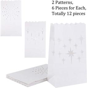 img 2 attached to 🎄 URATOT 36-Piece Luminary Bags Set with 24 LED Tealights – Flameless Lantern Bags for Christmas, Weddings, Party – Flame Resistant, Sunburst and Star Designs