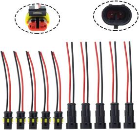 img 4 attached to 🔌 MOTOALL 5 наборов 2-контактный соединитель с водонепроницаемым разъемом мужского и женского типа с пигтейл-проводом гнезда для подключения проводки, включая кабельный лот 1,5 мм серии, черный, для автомобилей, грузовиков, лодок, мотоциклов, скутеров, квадроциклов и морской техники
