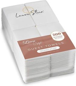 img 4 attached to 👌 Laura Stein Linen-Feel Disposable Guest Towels (White, 200 Count) - Quality, Soft, Highly Absorbent Hand Napkins for Weddings, Restaurants, Bathrooms, Kitchens, Tables, Events & Daily Use