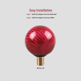 img 1 attached to Jeyaic Carbon Fiber Style Gear Shift Knob Universal Shifter Knobs With 3 Adapters Universal Round Ball Type Stick Shifter Red