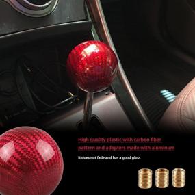 img 2 attached to Jeyaic Carbon Fiber Style Gear Shift Knob Universal Shifter Knobs With 3 Adapters Universal Round Ball Type Stick Shifter Red