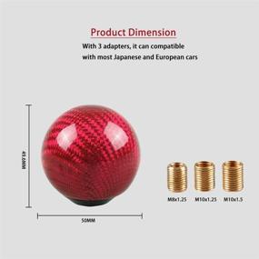 img 3 attached to Jeyaic Carbon Fiber Style Gear Shift Knob Universal Shifter Knobs With 3 Adapters Universal Round Ball Type Stick Shifter Red