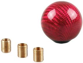 img 4 attached to Jeyaic Carbon Fiber Style Gear Shift Knob Universal Shifter Knobs With 3 Adapters Universal Round Ball Type Stick Shifter Red