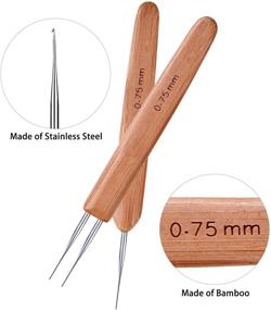 img 1 attached to 🧶 Zonon 3 Pieces 0.75 mm Dreadlock Crochet Hook Bamboo Needle Set - High Quality Weaving and Styling for Dreadlocks