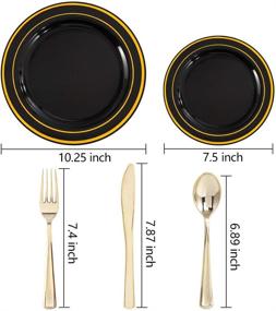 img 3 attached to 🍽️ WDF 125 Piece Premium Disposable Gold Plastic Tableware for Weddings & Parties - Heavyweight Plates with Elegant Gold Rim & Gold Plastic Silverware