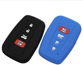 img 3 attached to Lcyam Toyota 86 RAV4 XLE Camry Hybrid XSE Corolla Avalon Key Fob Cover Case - Black Blue Silicone, 4 Button, Compatible with 2019 2020 2021 Smart Key