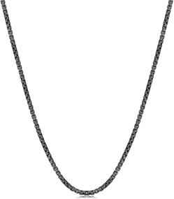 img 4 attached to 🔗 Premium .925 Sterling Silver 2.5MM Round Box Chain Necklace - Black Rhodium or Gold Plated - 8-36 inches